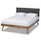Baxton Studio Alke Dark Grey Upholstered Walnut Wood Full Size Platform Bed 163-10477 - alternate 1